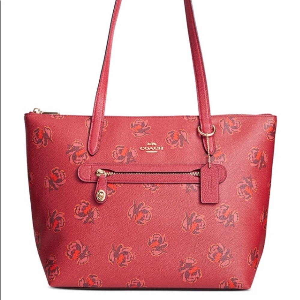 Coach Tote Bag Purse - Red Floral